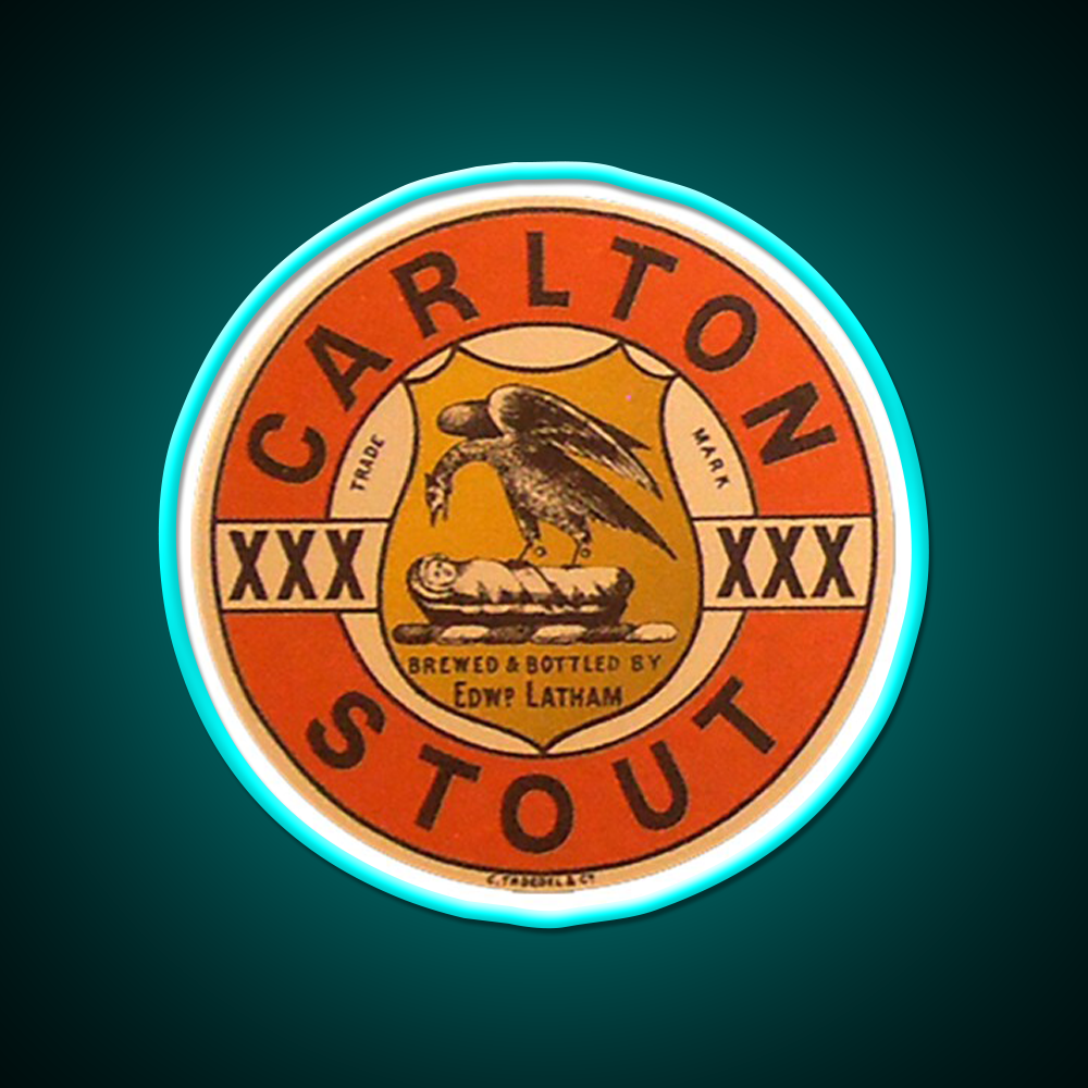 Carlton Stout Vintage Label Beer Bar Decor Led Neon Sign Rgb Color - Size and dimension reference