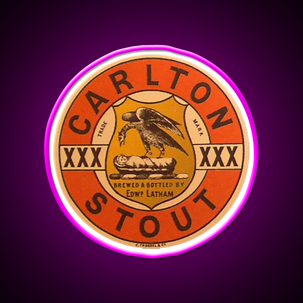 Carlton Stout Vintage Label Beer Bar Decor Led Neon Sign Rgb Color - Neon sign mounted on wall in room