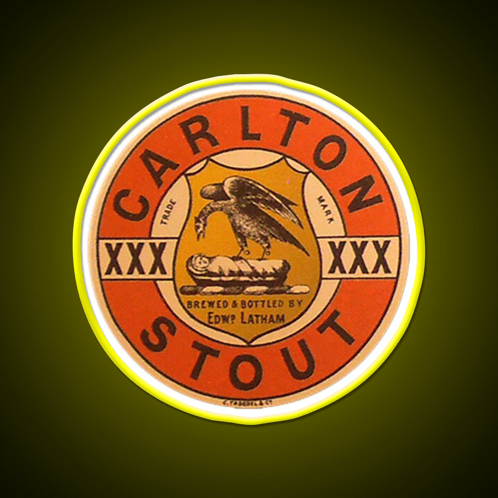 Carlton Stout Vintage Label Beer Bar Decor Led Neon Sign Rgb Color - Custom LED neon sign front view