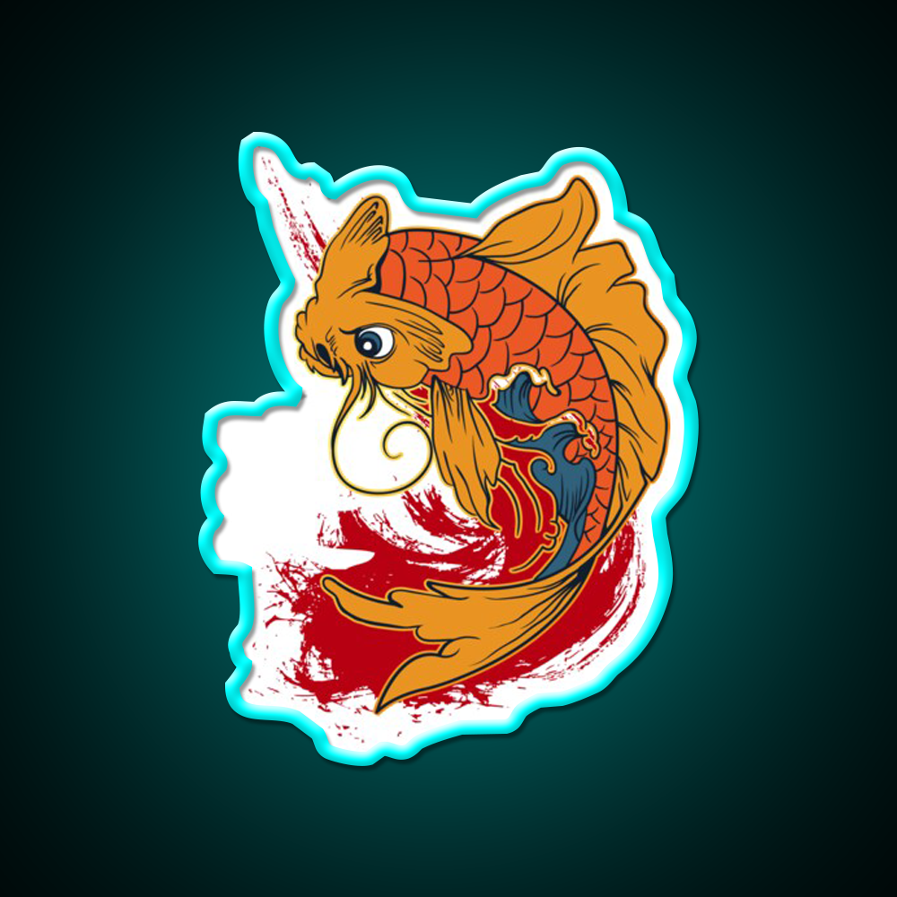 Carp Fish Luck Kanji Writing Led Neon Sign Chinese Food Rgb Color