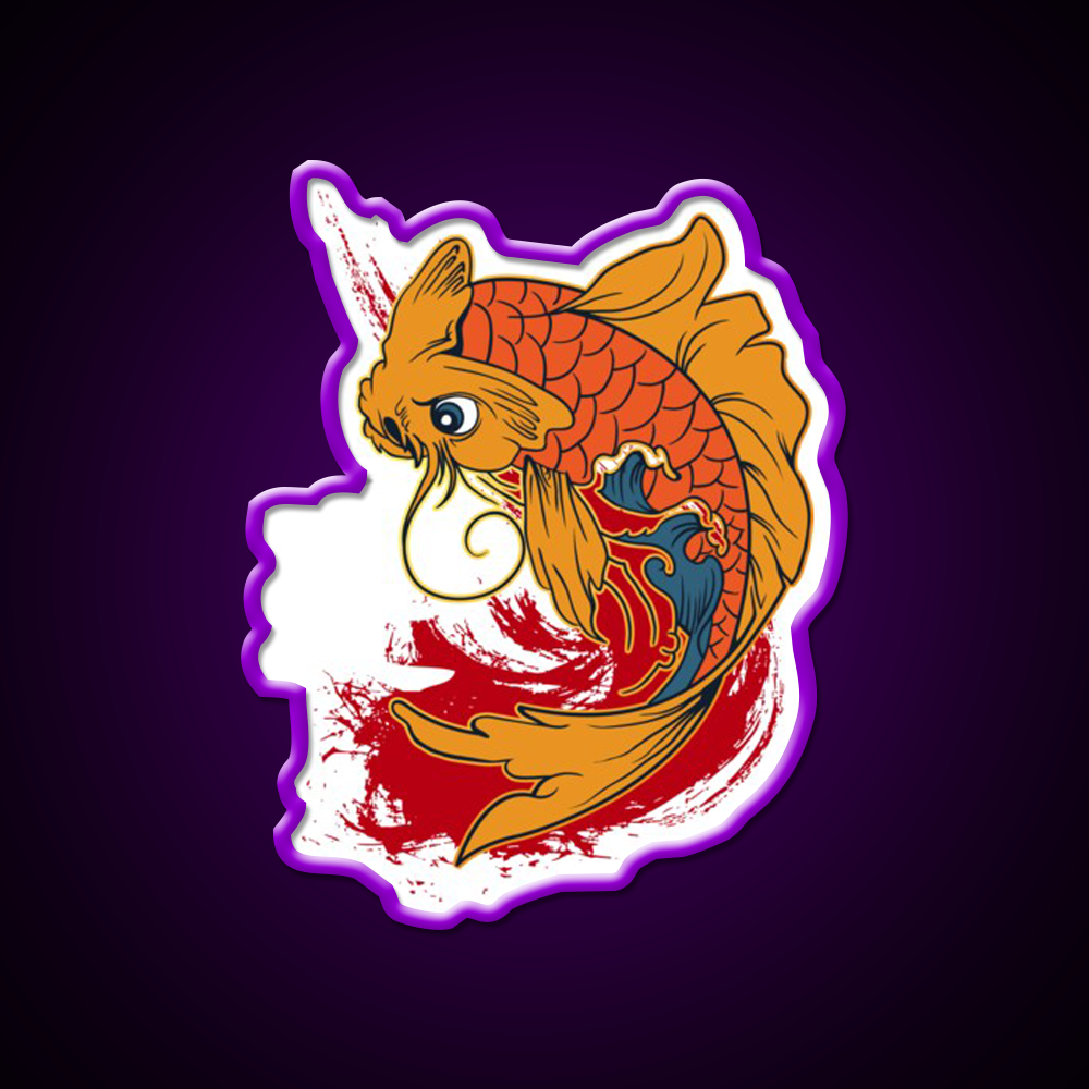 Carp Fish Luck Kanji Writing Led Neon Sign Chinese Food Rgb Color