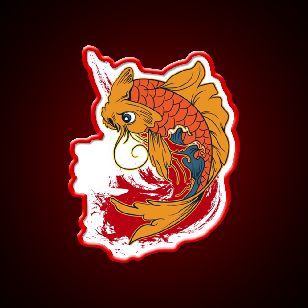 Carp Fish Luck Kanji Writing Led Neon Sign Chinese Food Rgb Color