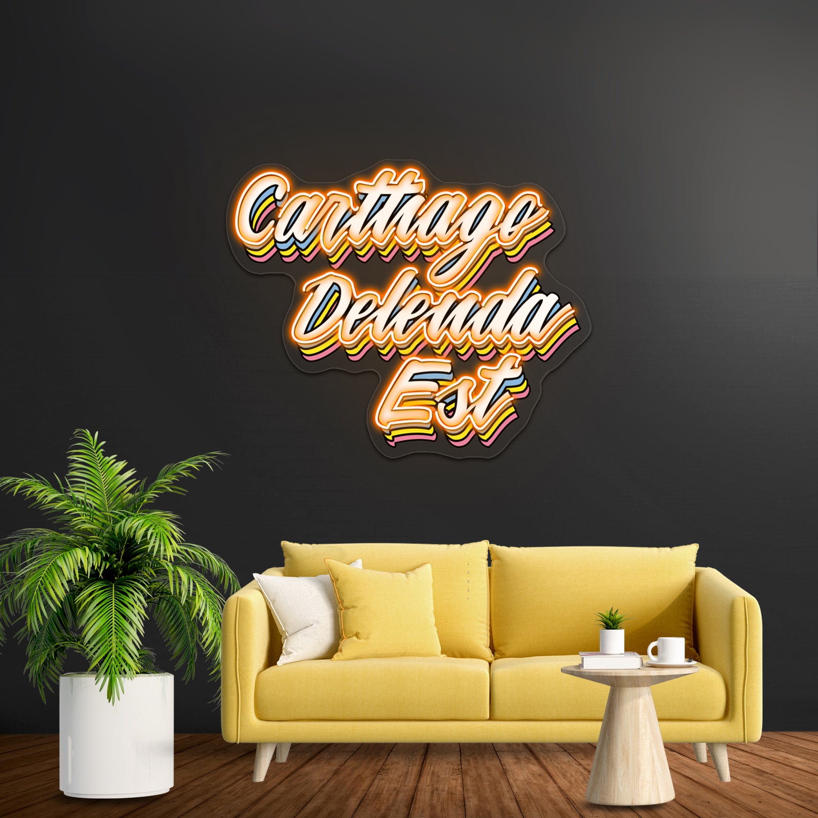 Carthago Delenda Est Pop Latin Artwork Business Neon Sign