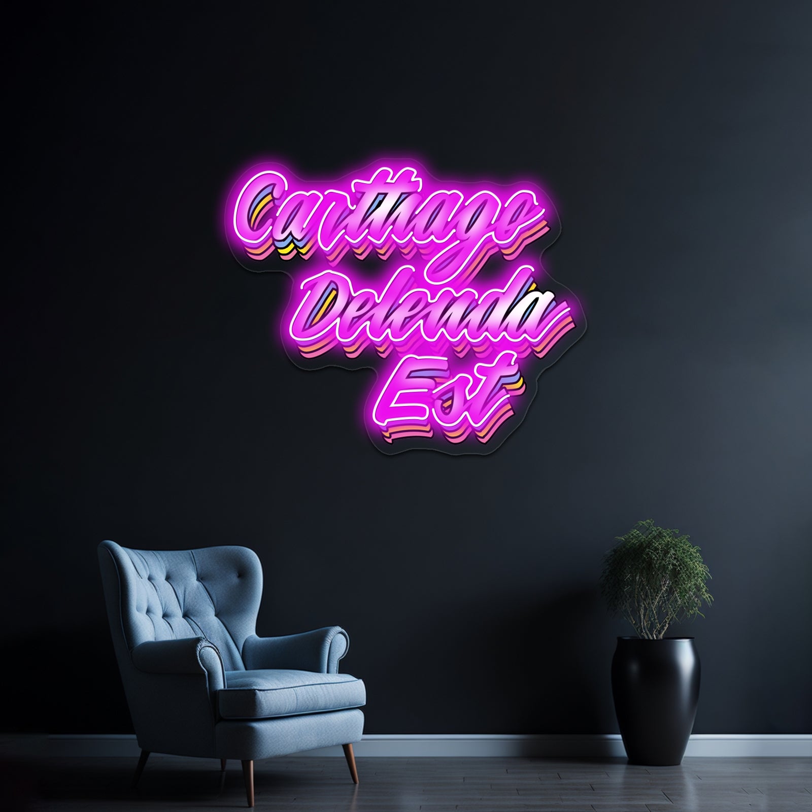 Carthago Delenda Est Pop Latin Artwork Business Neon Sign