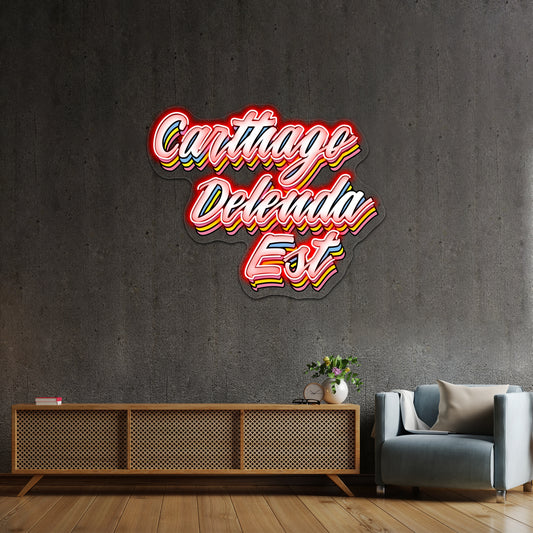 Carthago Delenda Est Pop Latin Artwork Business Neon Sign