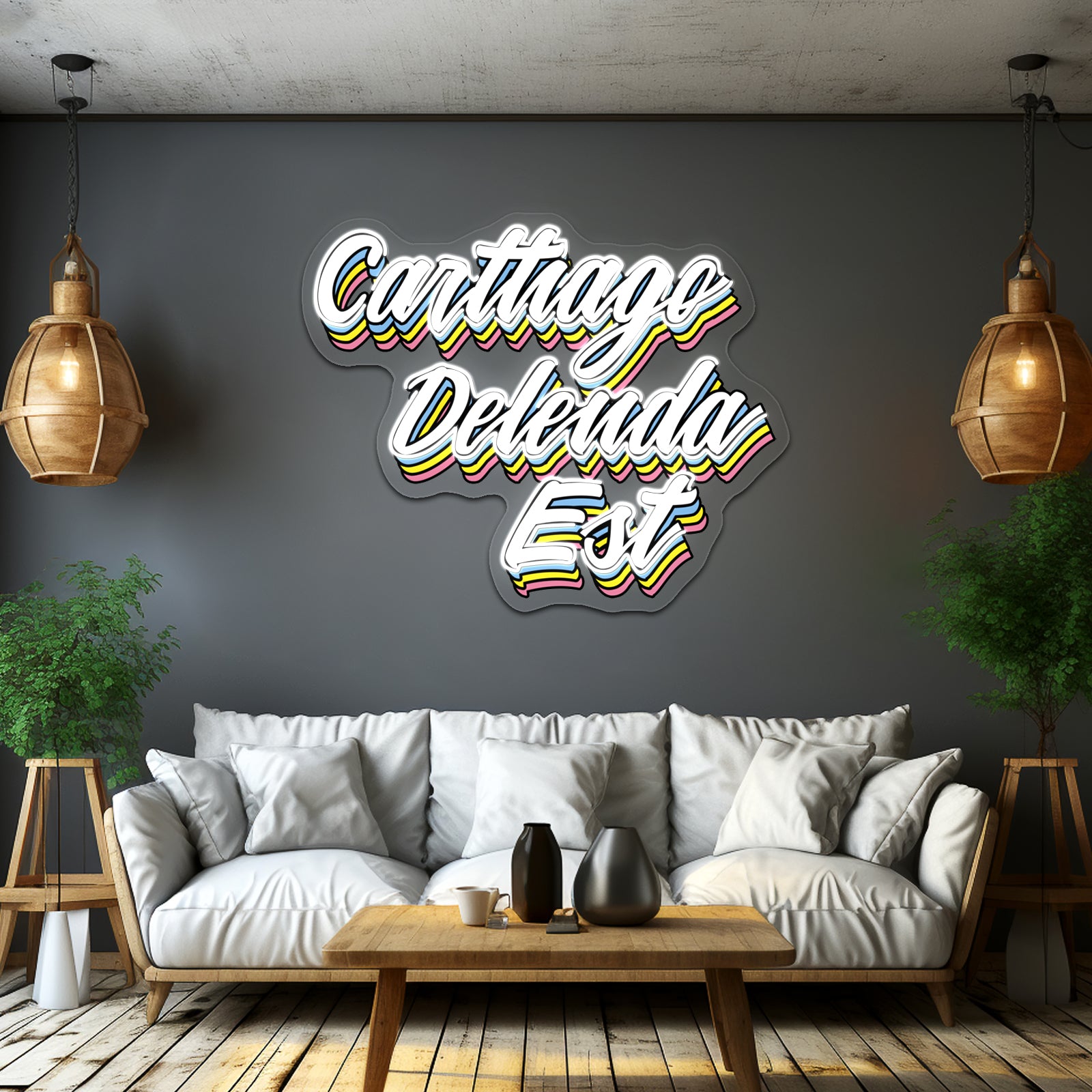 Carthago Delenda Est Pop Latin Artwork Business Neon Sign