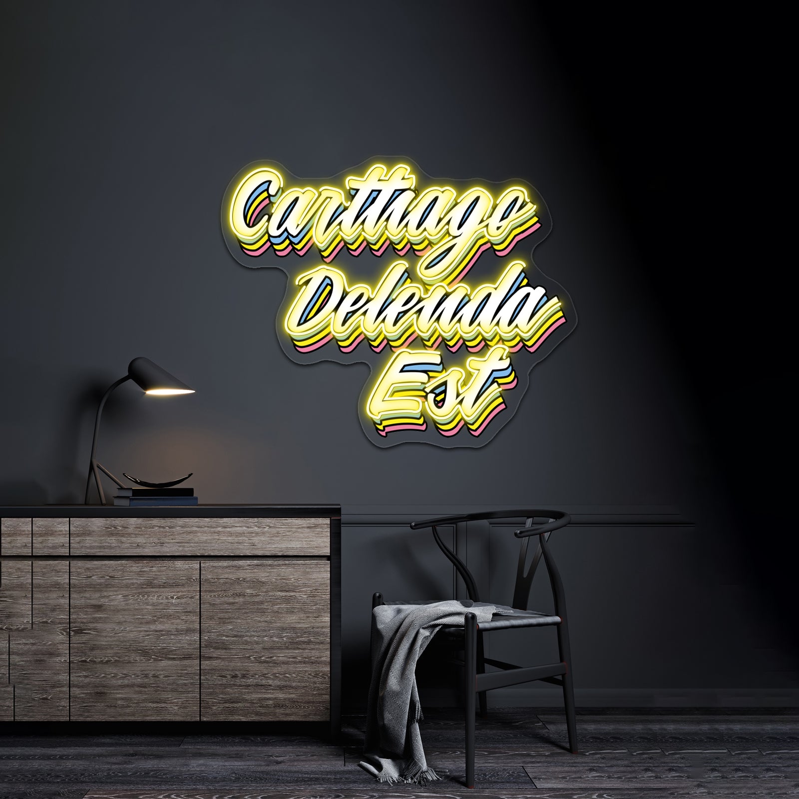 Carthago Delenda Est Pop Latin Artwork Business Neon Sign
