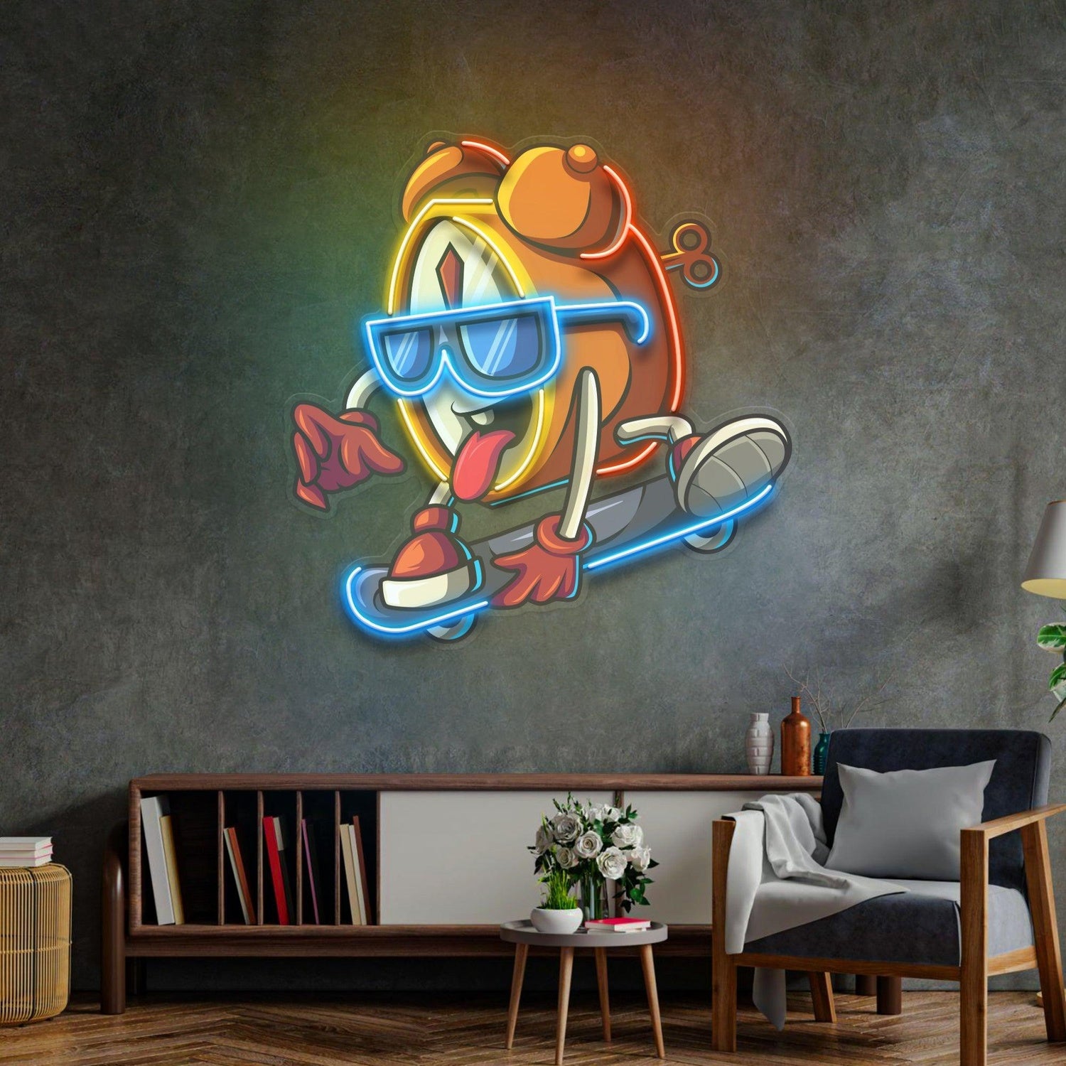 Cartoon Astronaut Moon Uv Printed Led Neon Sign For Kids Room Space Decor | Shineneon