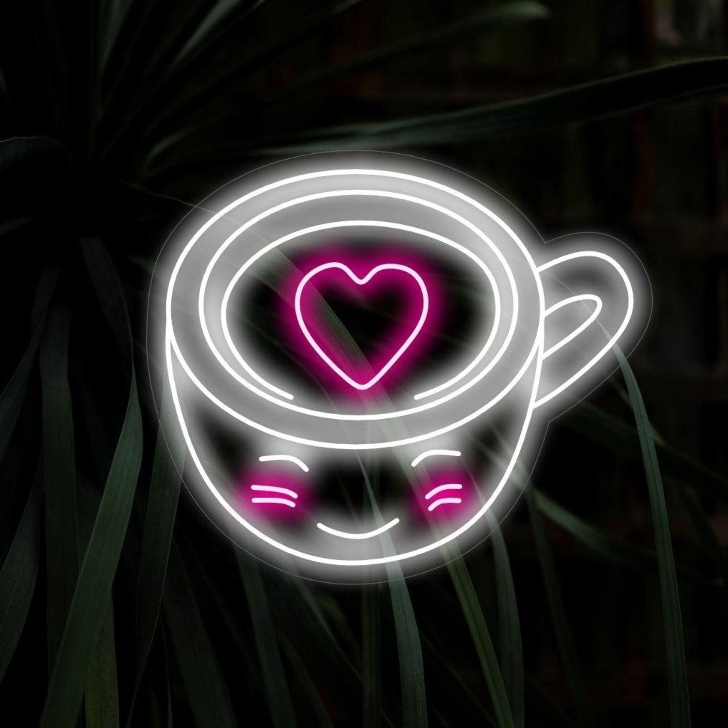 Cute Happy Coffee Cup With Hearth Neon Sign | Shineneon