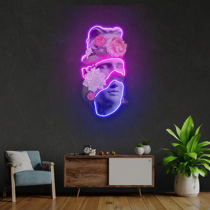Cartoon Bartender With Top Hat Uv Printed Led Neon Sign For Home Office Decor | Shineneon