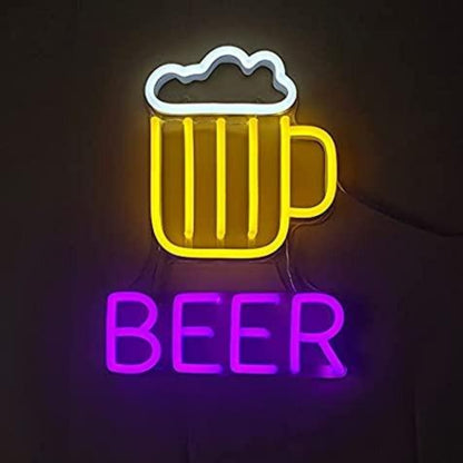 Cartoon Beer Mug With White Foam And Purple Beer Led Neon Sign For Bar Decor | Shineneon