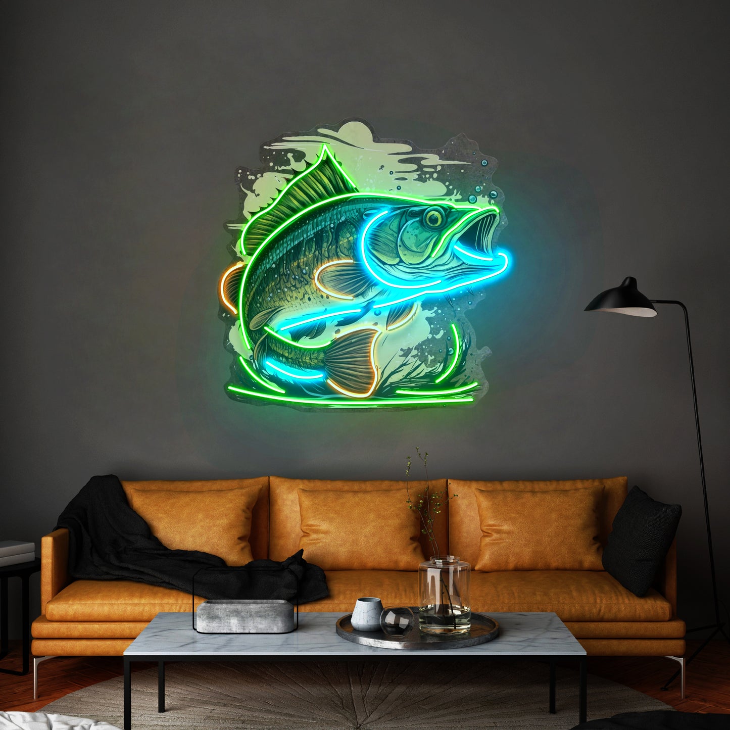 Cartoon Big Sea Bass Led Neon Sign Light Custom Led Signs