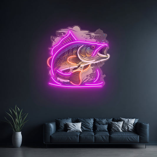 Cartoon Big Sea Bass Led Neon Sign Light Custom Led Signs