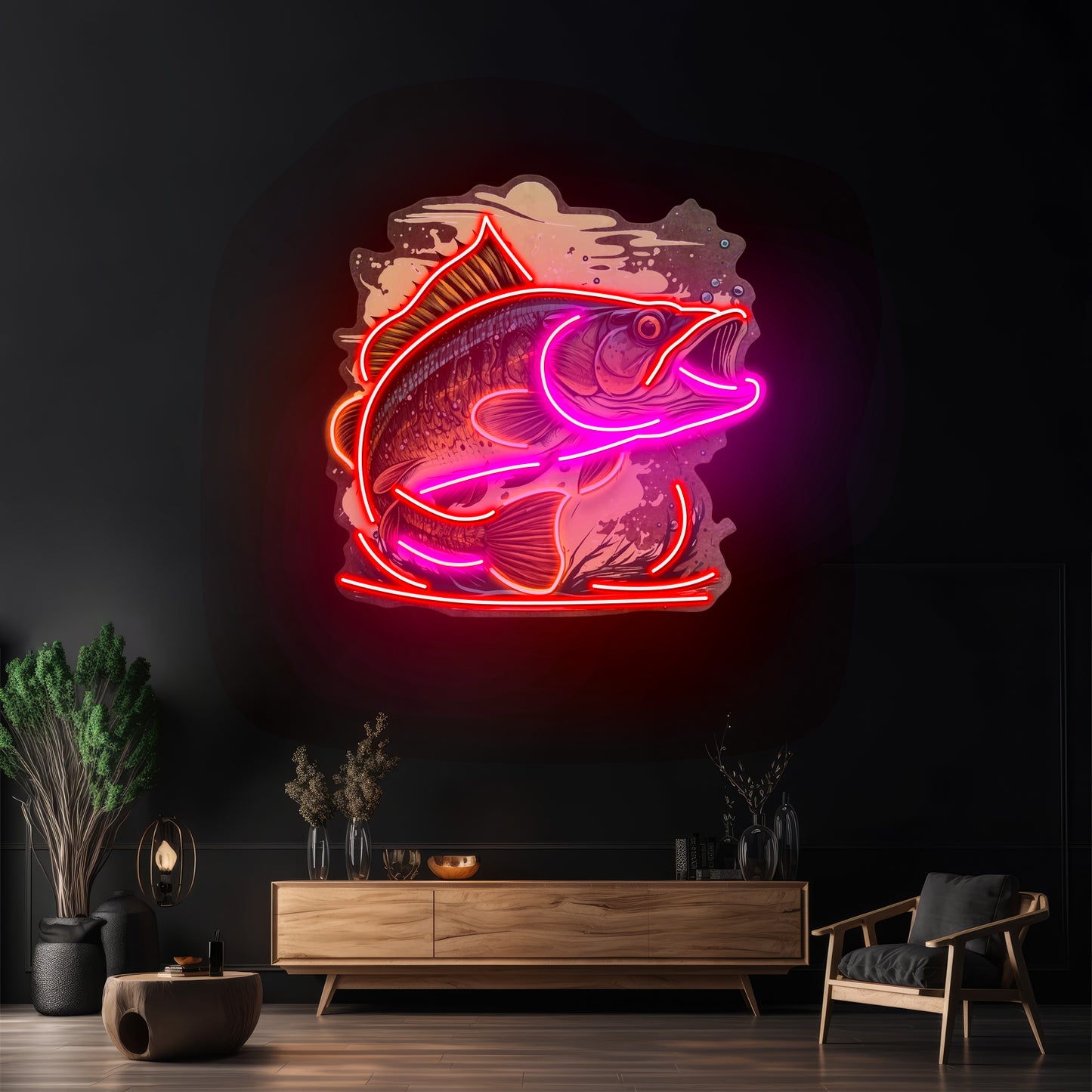 Cartoon Big Sea Bass Led Neon Sign Light Custom Led Signs