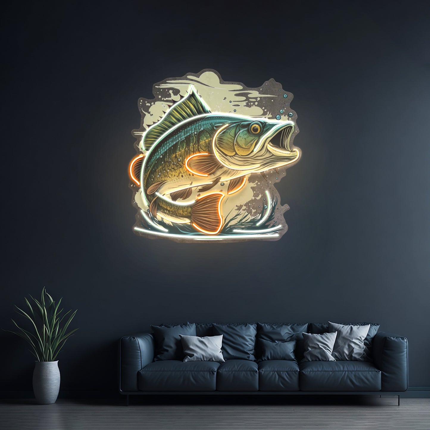 Cartoon Big Sea Bass Led Neon Sign Light Custom Led Signs