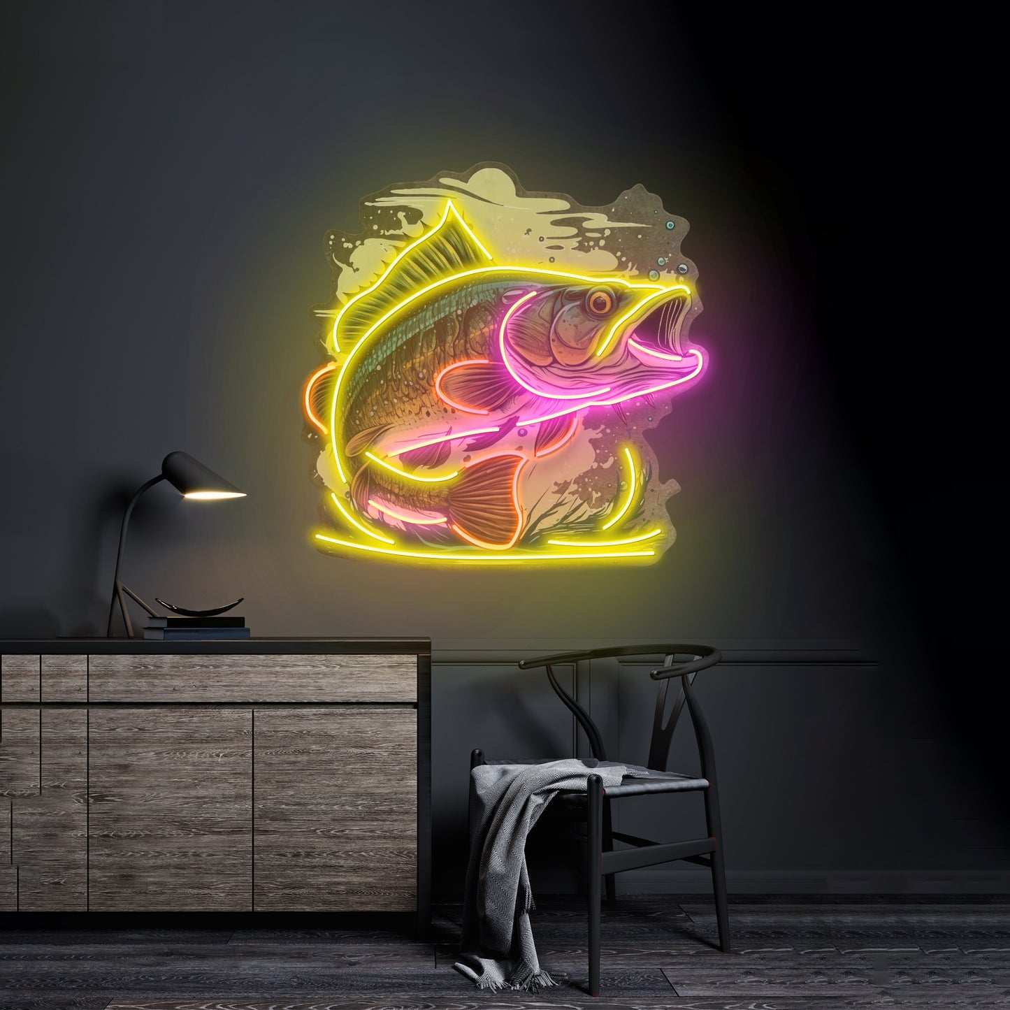 Cartoon Big Sea Bass Led Neon Sign Light Custom Led Signs