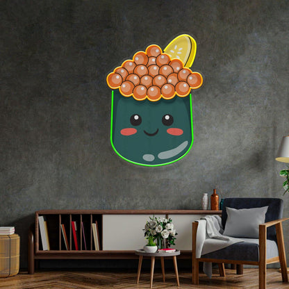 Cartoon Bubble Tea Smiling Cup Uv Printed Led Neon Sign For Home Cafe Decor | Shineneon