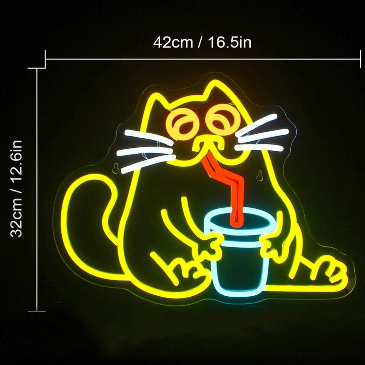 Cartoon Cat Drinking Beverage Led Neon Sign Home Cafe Pet Shop Decor | Shineneon