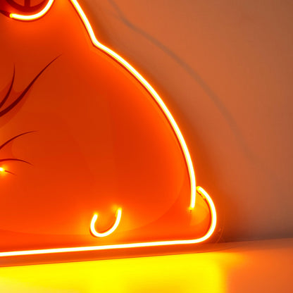 Cartoon Dog Gnawing Bone Orange-White Uv Printed Led Neon Sign For Pet Shop Home Decor | Shineneon