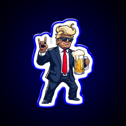 Cartoon Donald In Dynamic Pose With Beer Mug Bar Decor Led Neon Sign Rgb Color - LED neon sign view 5