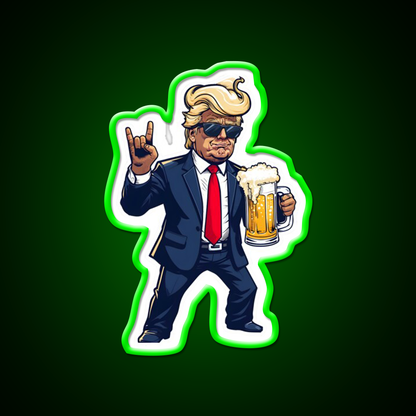 Cartoon Donald In Dynamic Pose With Beer Mug Bar Decor Led Neon Sign Rgb Color - LED neon sign view 8