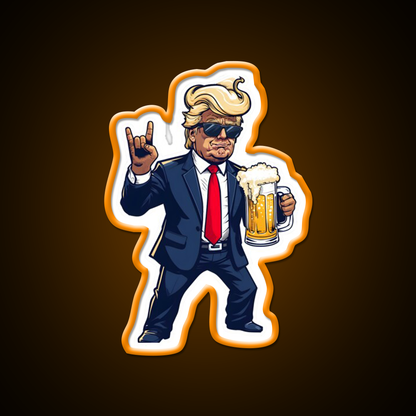 Cartoon Donald In Dynamic Pose With Beer Mug Bar Decor Led Neon Sign Rgb Color - LED neon sign view 6
