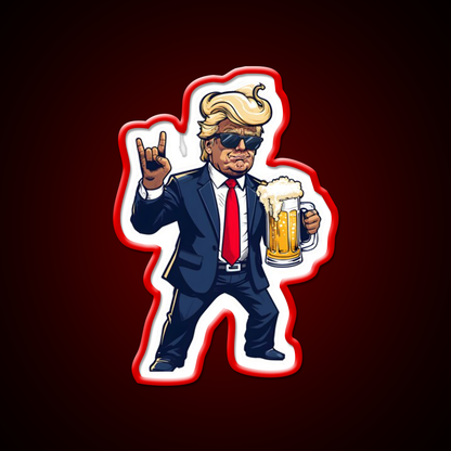 Cartoon Donald In Dynamic Pose With Beer Mug Bar Decor Led Neon Sign Rgb Color - LED neon sign view 10