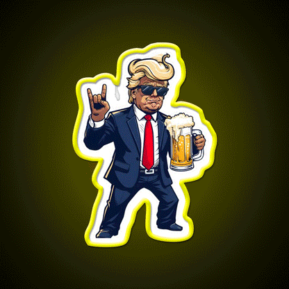 Cartoon Donald In Dynamic Pose With Beer Mug Bar Decor Led Neon Sign Rgb Color - Custom LED neon sign front view