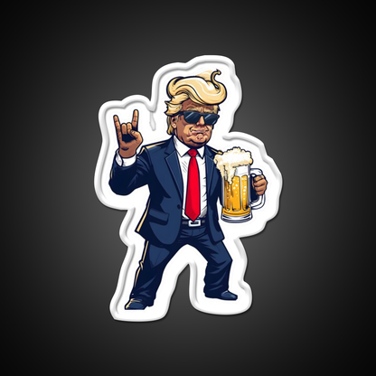 Cartoon Donald In Dynamic Pose With Beer Mug Bar Decor Led Neon Sign Rgb Color - LED neon sign view 11