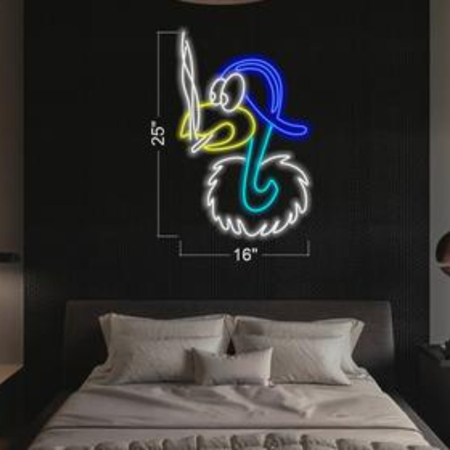 Cartoon Duck Blue Yellow Teal White Led Neon Sign For Bedroom Wall Decor | Shineneon