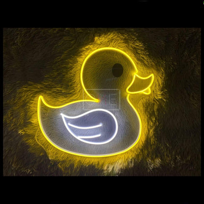 Cartoon Duck Yellow-White Led Neon Sign For Kids Room Cafe Decor | Shineneon