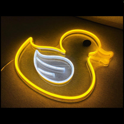Cartoon Duck Yellow-White Led Neon Sign For Kids Room Cafe Decor | Shineneon