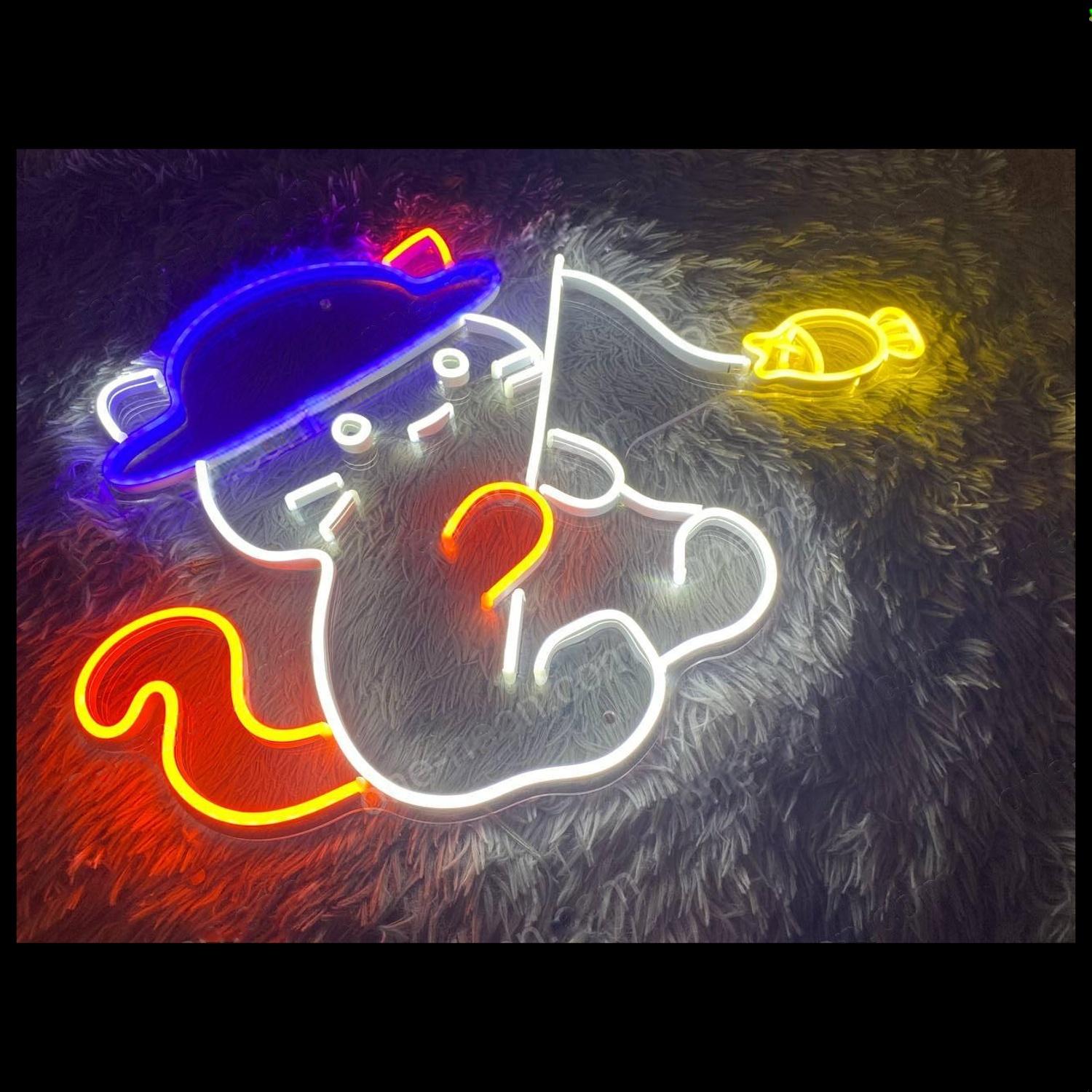 Cartoon Fishing Cat Multi-Color Led Neon Sign For Home Decor | Shineneon