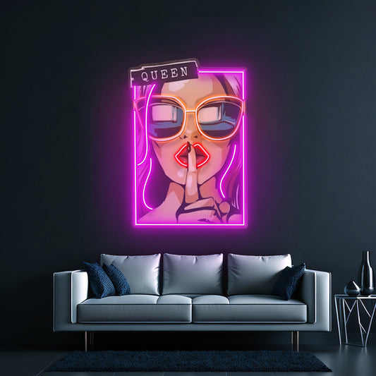 Cartoon Girl In Sunglasses Led Neon Sign Light Custom Led Signs