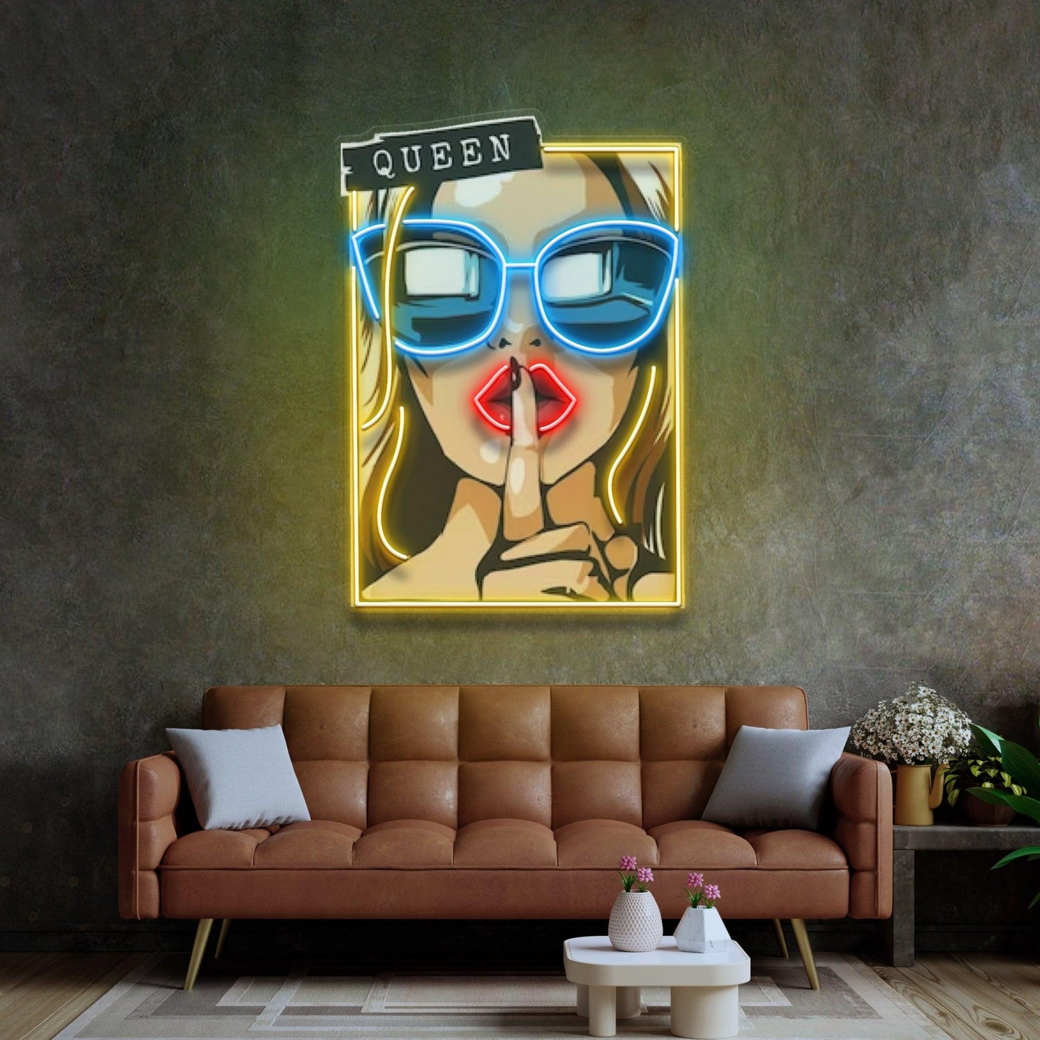 Cartoon Girl In Yellow Sunglasses Smoking Uv Printed Led Neon Sign For Home Bar Decor | Shineneon