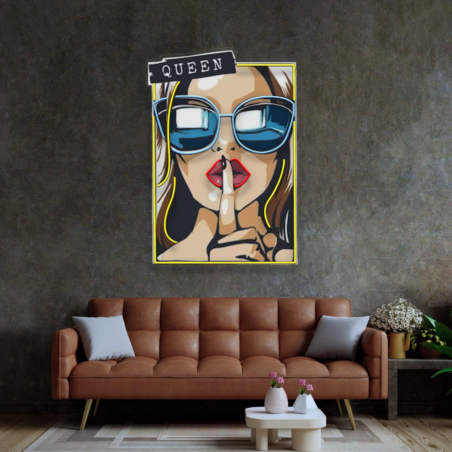 Cartoon Girl In Yellow Sunglasses Smoking Uv Printed Led Neon Sign For Home Bar Decor | Shineneon