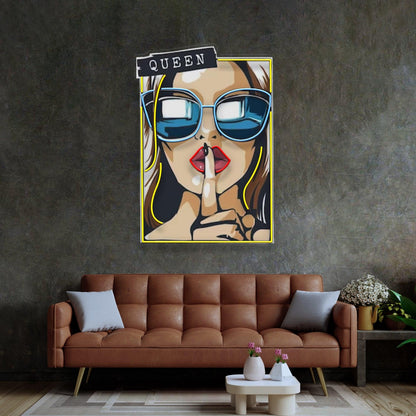 Cartoon Girl In Yellow Sunglasses Smoking Uv Printed Led Neon Sign For Home Bar Decor | Shineneon