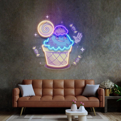 Cartoon Ice Cream Candy Uv Printed Led Neon Sign For Sweet Shop And Living Room Decor | Shineneon