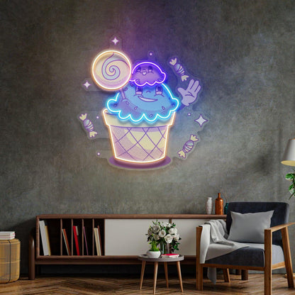 Cartoon Ice Cream Candy Uv Printed Led Neon Sign For Sweet Shop And Living Room Decor | Shineneon