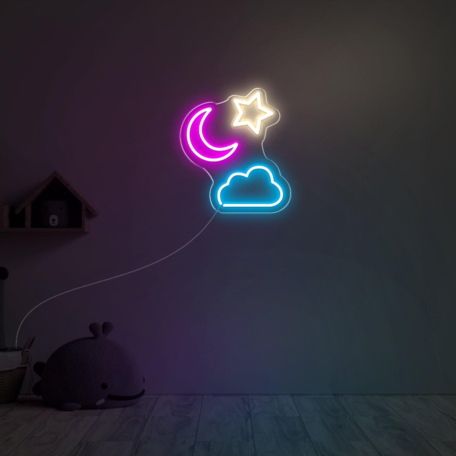 Cartoon Moon Stars Clouds Led Neon Sign For Kids Room Wall Decor | Shineneon