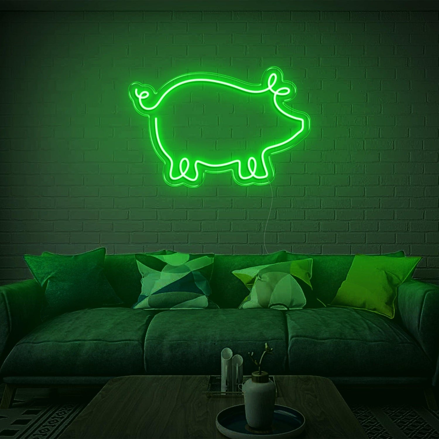 Cartoon Pig Led Neon Sign Light Blue Home Living Room Wall Decor | Shineneon
