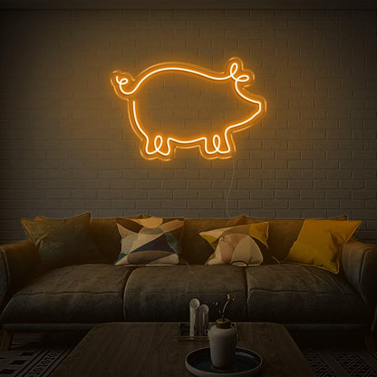 Cartoon Pig Led Neon Sign Light Blue Home Living Room Wall Decor | Shineneon