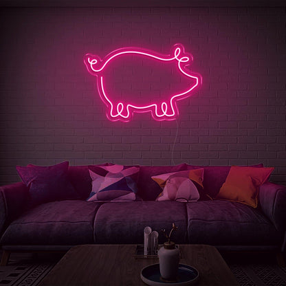 Cartoon Pig Led Neon Sign Light Blue Home Living Room Wall Decor | Shineneon