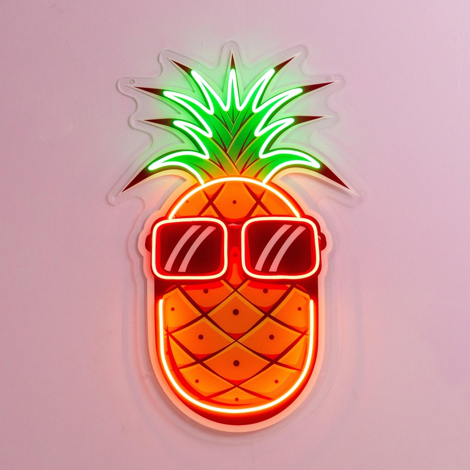 Cartoon Pineapple With Sunglasses Uv Printed Led Neon Sign For Home Cafe Bar Decor | Shineneon