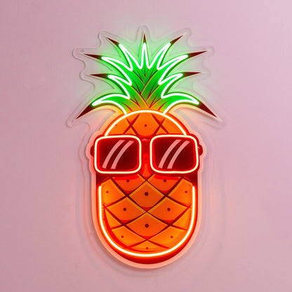 Cartoon Pineapple With Sunglasses Uv Printed Led Neon Sign For Home Cafe Bar Decor | Shineneon