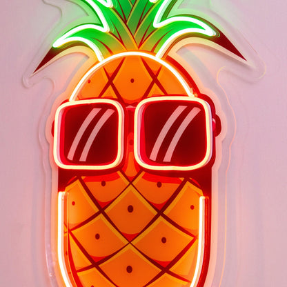 Cartoon Pineapple With Sunglasses Uv Printed Led Neon Sign For Home Cafe Bar Decor | Shineneon
