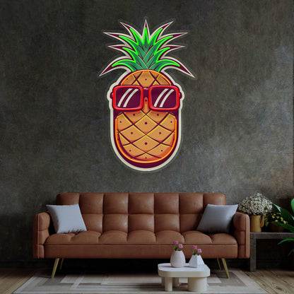 Cartoon Pineapple With Sunglasses Uv Printed Led Neon Sign For Home Cafe Bar Decor | Shineneon