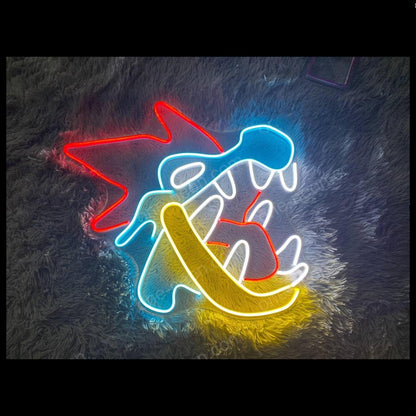 Cartoon Shark Red Blue Yellow Led Neon Sign For Trendy Indoor Wall Decor | Shineneon