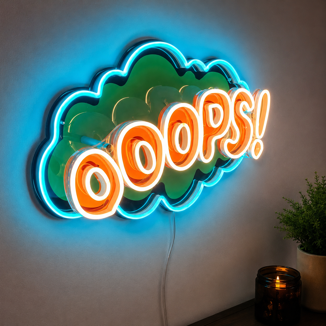 Cartoon Speech Bubble Ooops LED Neon Sign - 02 High-Converting Product Image