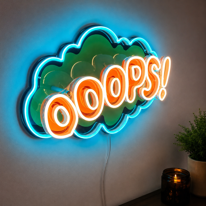 Cartoon Speech Bubble Ooops LED Neon Sign - 02 High-Converting Product Image
